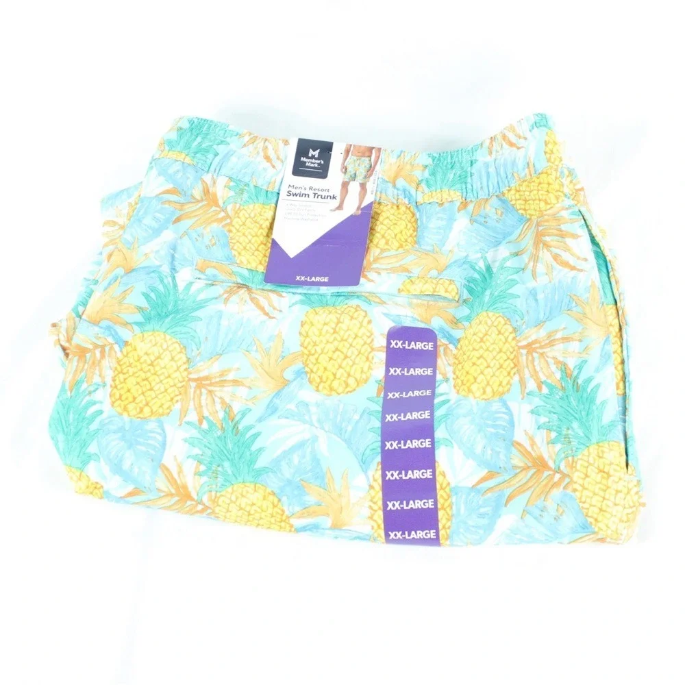 Member's Mark Pineapple Swim Trunks Bathing‎ Suit Swimsuit w/ Netting - NEW